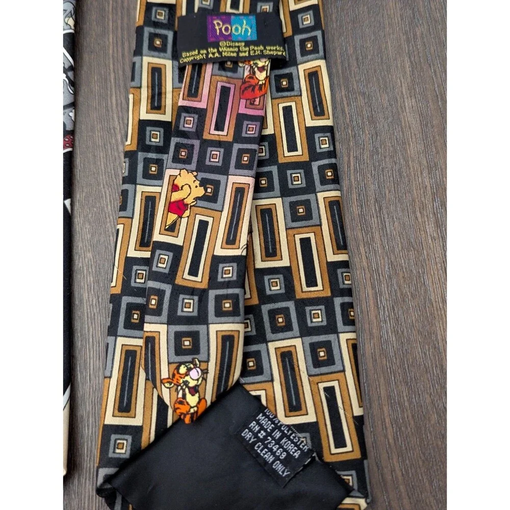 DISNEY Mickey Mouse Donald Duck Winnie The Pooh & Tigger Neckties Ties LOT OF 2